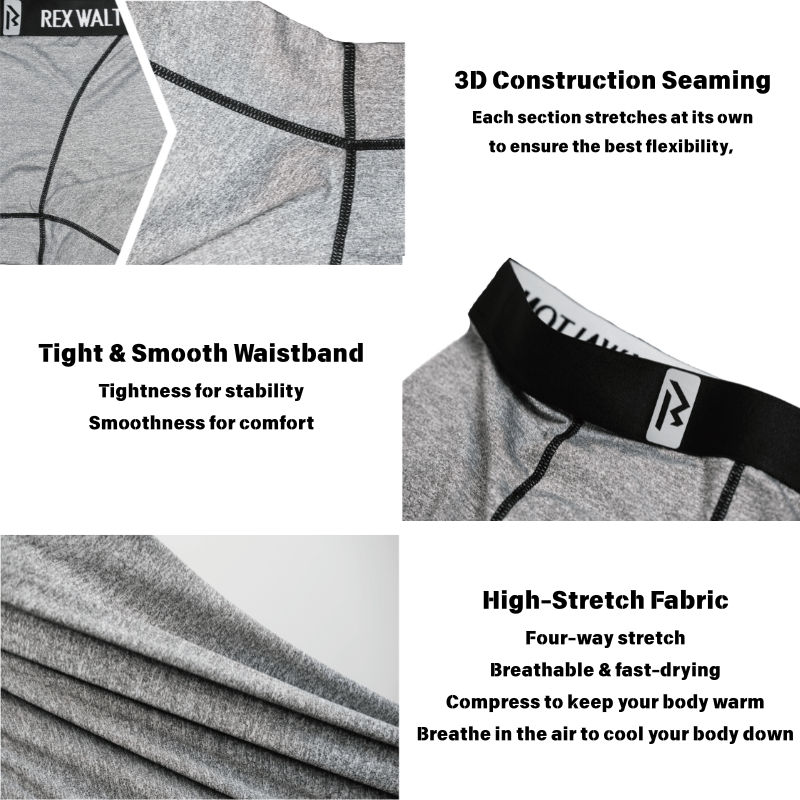 Men's Performance Compression Tights for Running, Basketball, Workout, Gym - Rex Walton Activewear