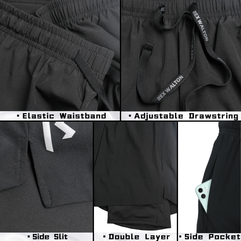 Men’s Four - Way Stretch Performance Liner Shorts for Running, Workout, Gym - Rex Walton Activewear